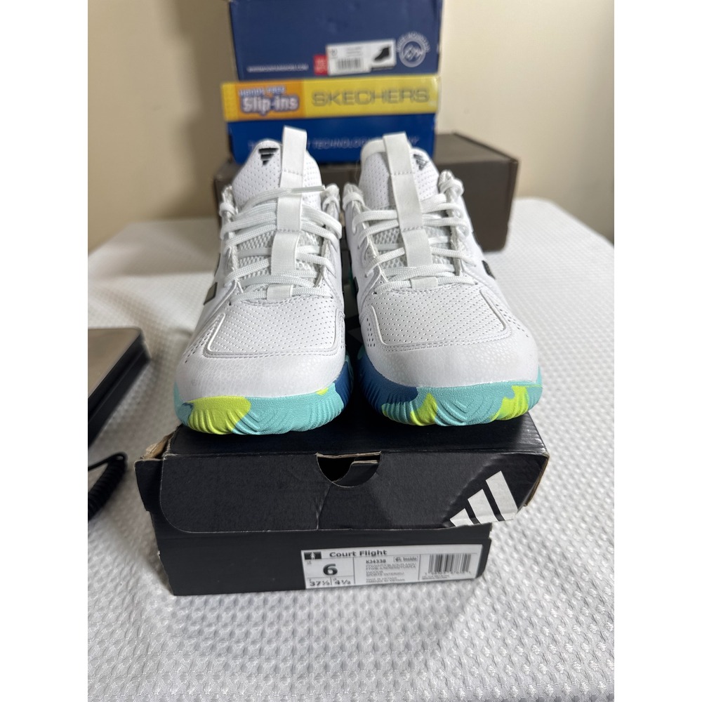 Adidas Sneakers Women 6 Court Flight White Black Mint NIB AKJ4338